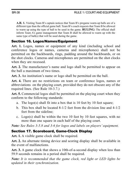 2007 NCAA Men's and Women's Basketball Rules ... - ArbiterSports