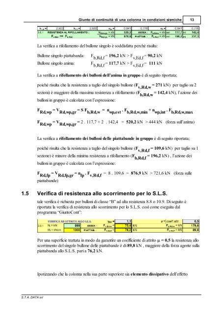 Giunto di continuità di una colonna in condizioni ... - S.T.A. Data S.r.l.