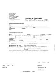 Formulaire de souscription Swiss Life FondsPerformance 2008 I
