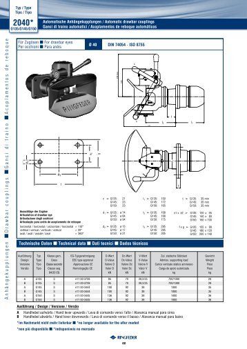 AnhÃ¤ngekupplungen Drawbar couplings Ganci di traino ... - Ringfeder