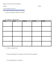 BuggÃ©: Air Masses and Fronts Webquest NAME: DATE: Go to the ...