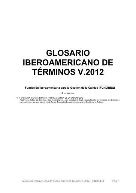 GLOSARIO IBEROAMERICANO DE TÉRMINOS  - Fundibeq