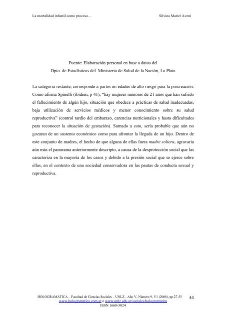 la mortalidad infantil como proceso integral. una mirada ... - cienciared