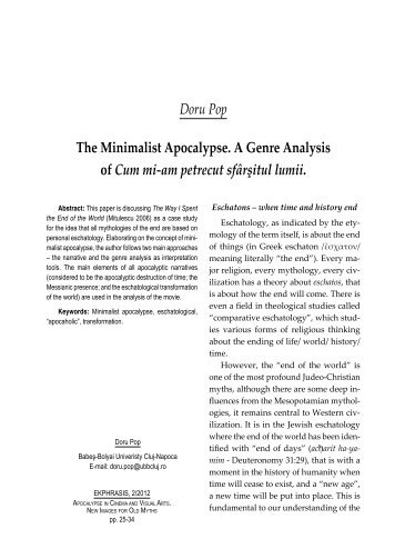 The Minimalist Apocalypse. A Genre Analysis of Cum mi ... - Ekphrasis