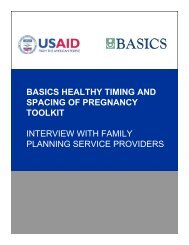 Interview with Family Planning Service Providers for Healthy ... - basics