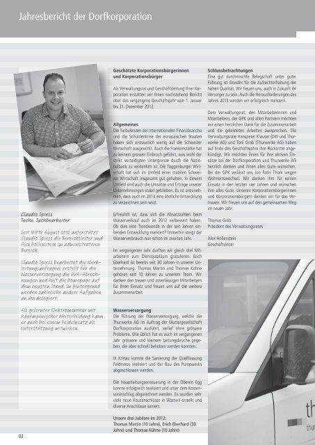Jahresbericht 2012 Dorfkorporation Wattwil - Thurwerke AG