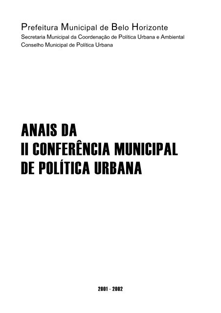 Anais da ConferÃªncia - Prefeitura Municipal de Belo Horizonte