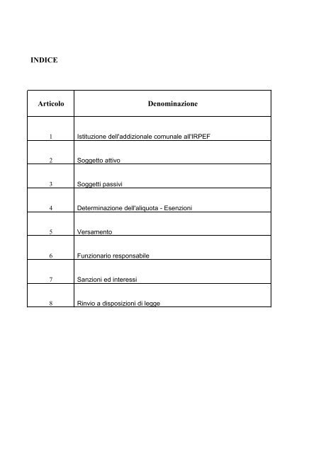 istituzione dell'addizionale comunale all'irpef - Comune di Poiana ...