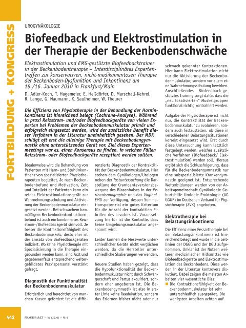 Biofeedback und Elektrostimulation in der Therapie der ...