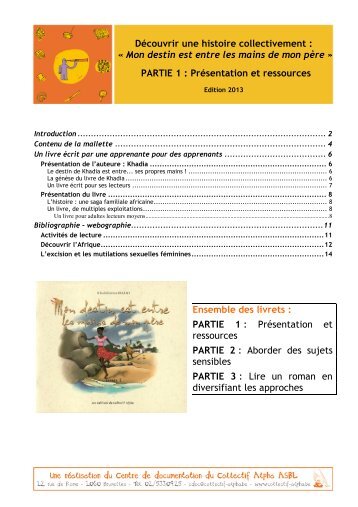 Ensemble des livrets : PARTIE 1 : PrÃ©sentation et ... - Collectif Alpha