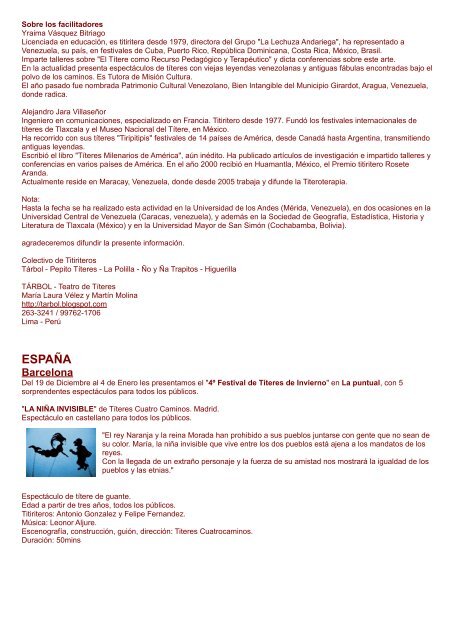 Hoja n° 15 (Año 5 - Diciembre 2008) - La Hoja del Titiritero