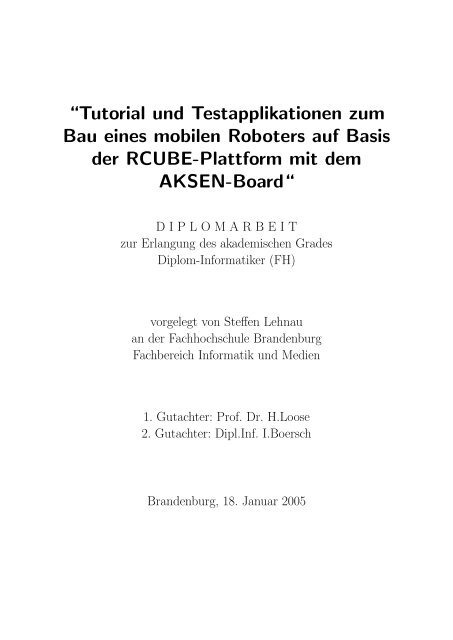 Diplomarbeit - Labor für künstliche Intelligenz - Fachhochschule ...