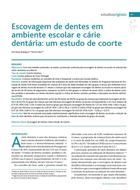 Escovagem de dentes em ambiente escolar e cÃ¡rie dentÃ¡ria: um ...