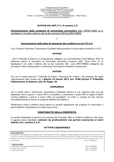 Avviso, Adunanza e delega al voto - Aste Giudiziarie Salerno