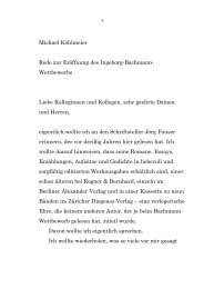 Michael Köhlmeier Rede zur Eröffnung des Ingeborg-Bachmann ...