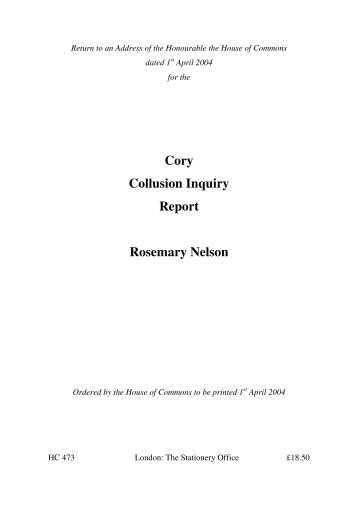 Cory Collusion Inquiry Report Rosemary Nelson - CAIN