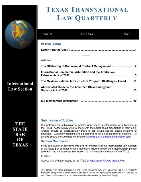 TEXAS TRANSNATIONAL LAW QUARTERLY - Vinson & Elkins LLP