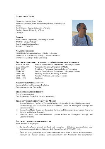 Curriculum Vitae - Departamento de CiÃªncias da Terra