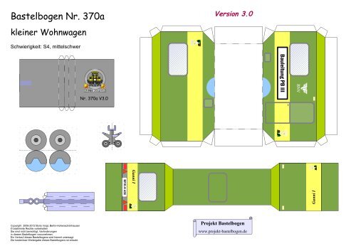 Bastelbogen 370a kleiner Wohnwagen - Projekt Bastelbogen