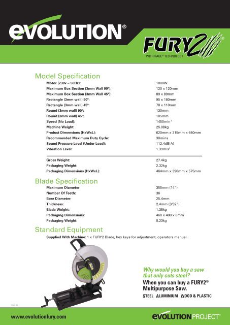 Model Specification Blade Specification Standard Equipment