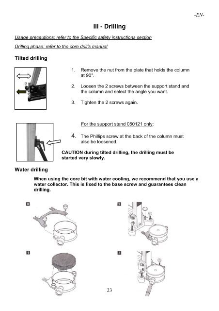 Manuel d'instructions Bâtis pour carotteuses Virax V 150+ / V250 ...