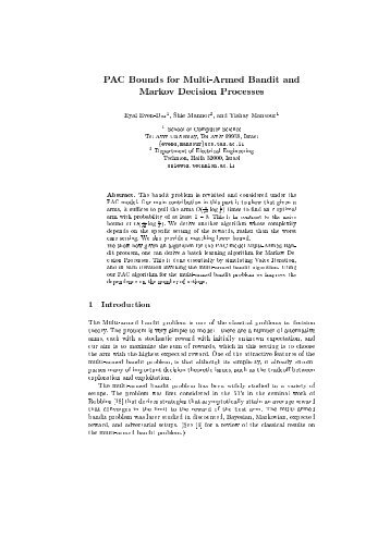 PAC Bounds for Multi-Armed Bandit and Markov Decision Processes