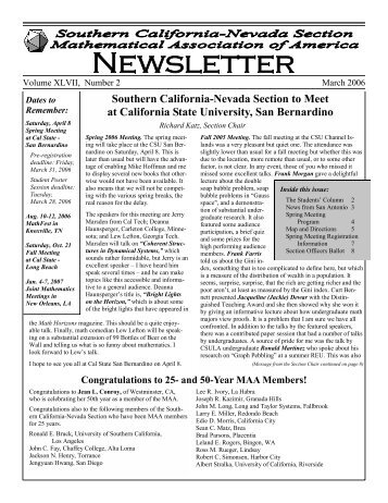 Winter 2006 - Sections - Mathematical Association of America