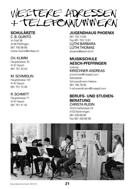 Schulbroschüre 2013/14 - Sekundarschule Aesch