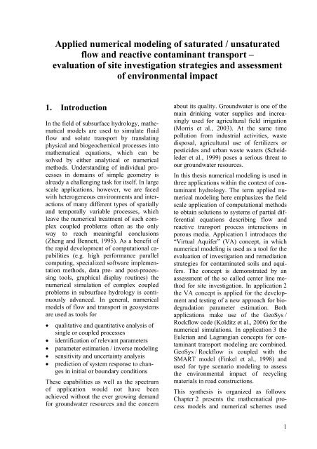 Applied numerical modeling of saturated / unsaturated flow and ...