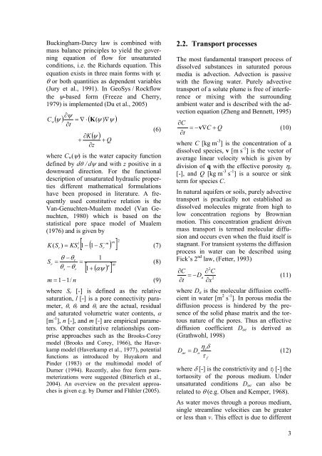 Applied numerical modeling of saturated / unsaturated flow and ...