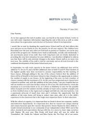 Junior School End of Year Letter to Parents - Repton School Dubai