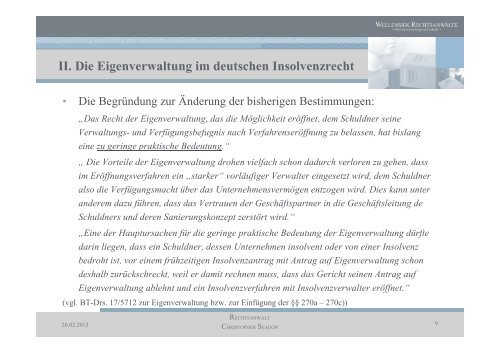 Die Eigenverwaltung der Unternehmensinsolvenz nach ESUG - ZIS