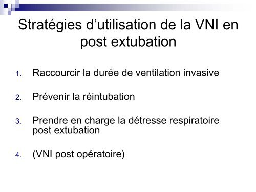 Place de la VNI en post extubation