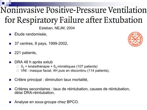 Place de la VNI en post extubation