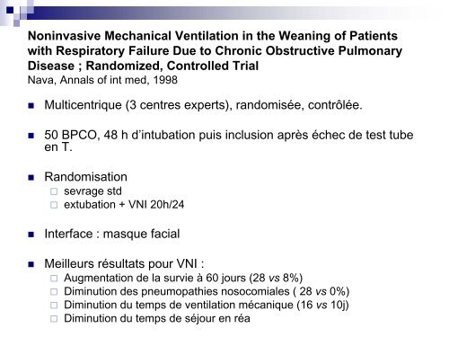 Place de la VNI en post extubation