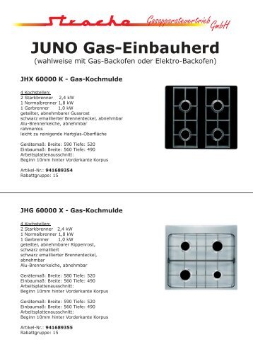 JUNO Gas-Einbauherd