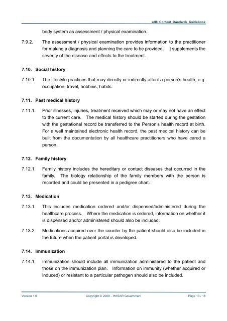 eHR Content Standards Guidebook - Electronic Health Record Office