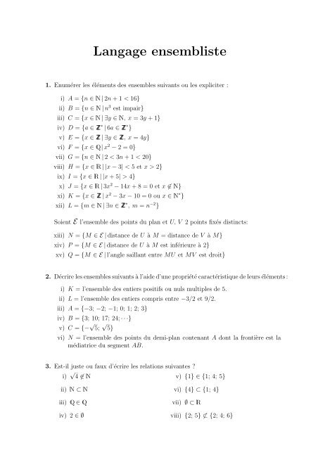 Langage Ensembliste