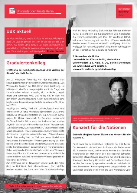 Universität der Künste Berlin - Newsletter - November 2012