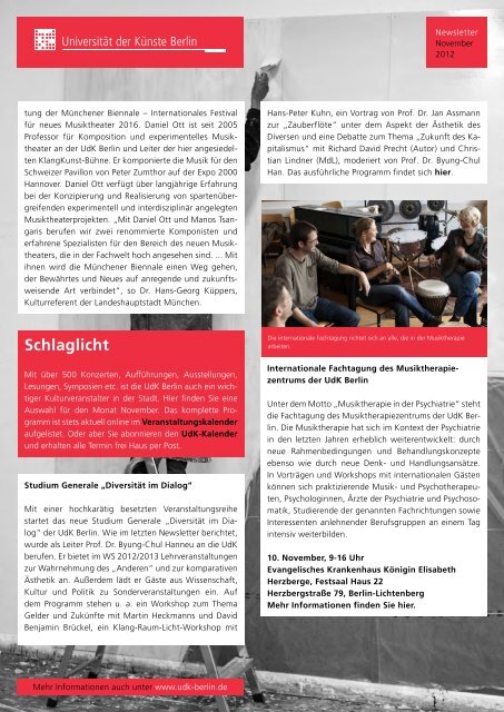 Universität der Künste Berlin - Newsletter - November 2012