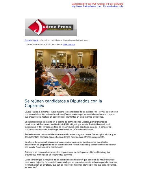 Exponen candidatos del PRI y PAN sus propuestas ... - Coparmex