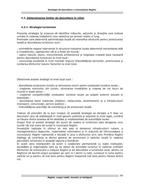 Strategia de dezvoltare a municipiului Reghin, pag.94-102