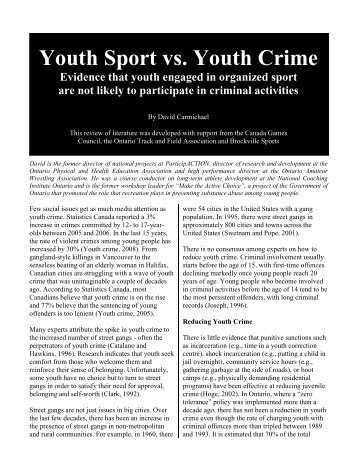 Youth Sport vs. Youth Crime - Water Polo Canada