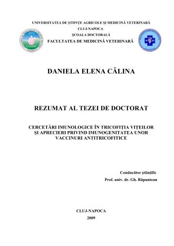 rezumat Calina Daniela - USAMV Cluj-Napoca