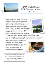 2013 Two Week English Camp Brochure - Liberty Christian Academy