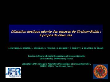 Dilatation kystique gÃ©ante des espaces de Virchow-Robin : Ã  propos ...