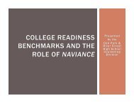 College Readiness Benchmarks & The Role of Naviance