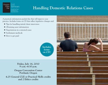 Handling Domestic Relations Cases - Oregon State Bar CLE Seminars