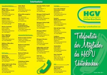 Telefonliste der Mitglieder des Handels- und ... - HGV Unterkochen