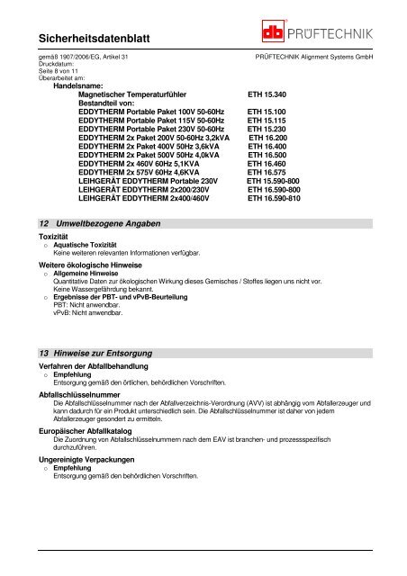 EDDYTHERM Magnetischer Temperaturfühler - Pruftechnik